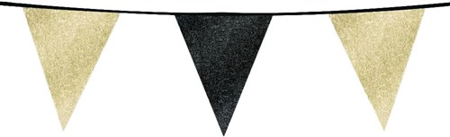 Glitter Vlaggenlijn Zwart/Goud - 6m