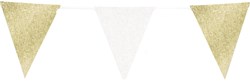 Glitter Vlaggenlijn Wit/Goud - 6m