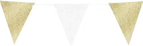 Glitter Vlaggenlijn Wit/Goud - 6m
