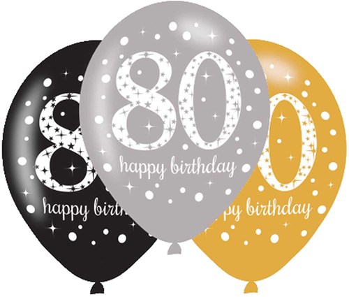 Ballonnen 80 Sparkling Celebrations Silver & Gold (6st.)