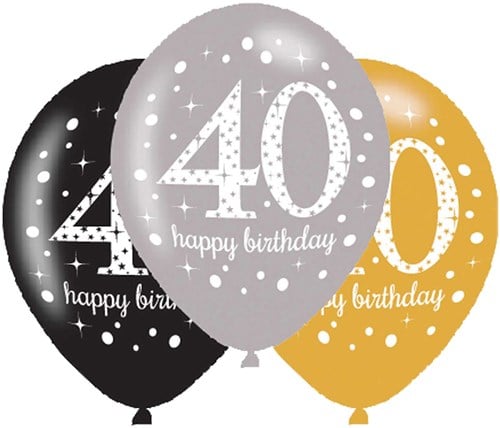 Ballonnen 40 Sparkling Celebrations Silver & Gold (6st.)