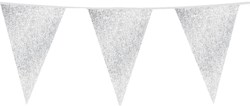 Glitter Vlaggenlijn Groot Zilver - 6m