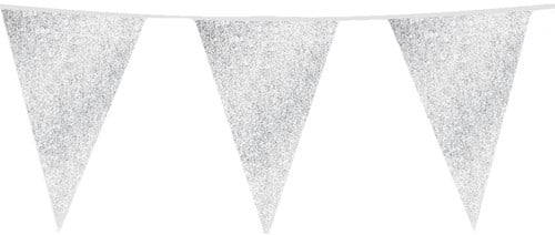 Glitter Vlaggenlijn Groot Zilver - 6m