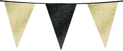 Glitter Vlaggenlijn Groot Zwart/Goud - 6m