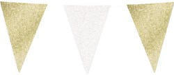 Glitter Vlaggenlijn Groot Wit/Goud - 6m