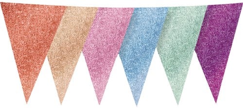 Glitter Vlaggenlijn Groot Multi - 6m