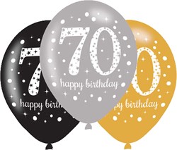 Ballonnen 70 Sparkling Celebrations Silver & Gold (6st.)