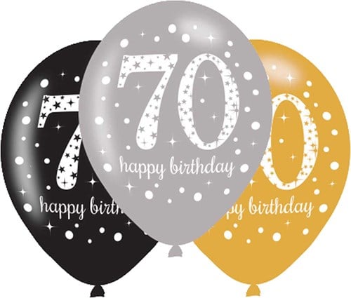 Ballonnen 70 Sparkling Celebrations Silver & Gold (6st.)