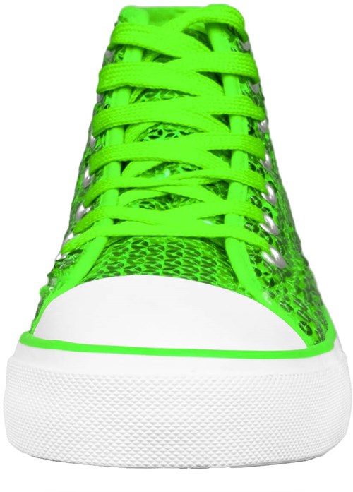 Pailletten Sneakers Lime Groen (voorkant)