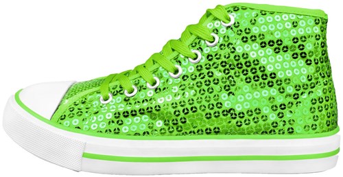 Pailletten Sneakers Lime Groen (zijkant)