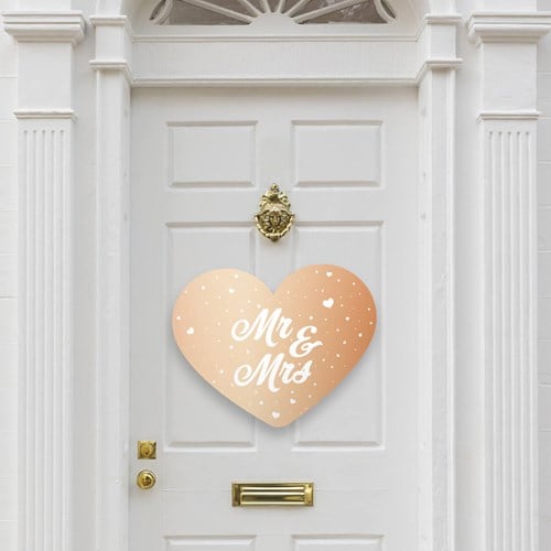 Deurbord Bruiloft Mr & Mrs Rosé Goud