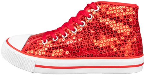 Pailletten Sneakers Rood (zijkant)
