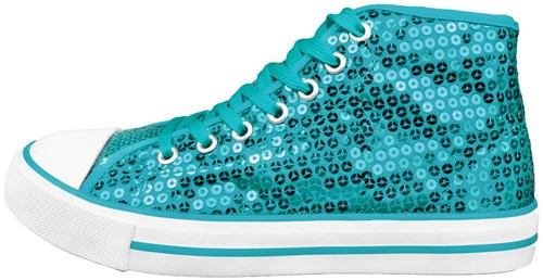 Pailletten Sneakers Turquoise (zijkant)