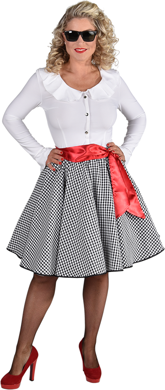 Rock 'n Roll Rok Zwart-Wit Geblokt - Jaren 50