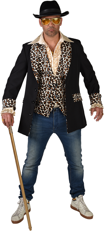 Pooier Colbert Zwart-Panter voor heren - Jaren 50 (3)