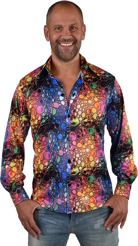 Heren Disco Seventies Shirt Colourdrops