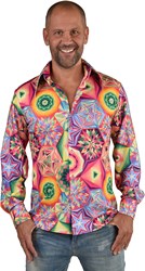 Heren Disco Seventies Shirt Caleidoscoop