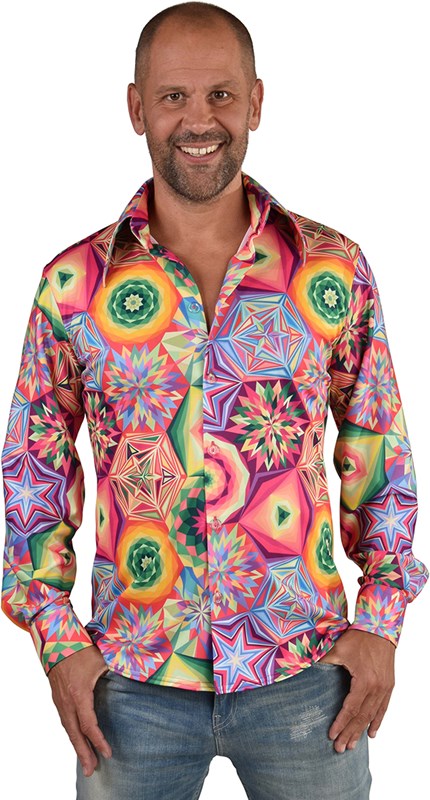 Heren Disco Seventies Shirt Caleidoscoop