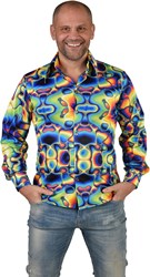 Heren Disco Seventies Shirt Groovy Colours