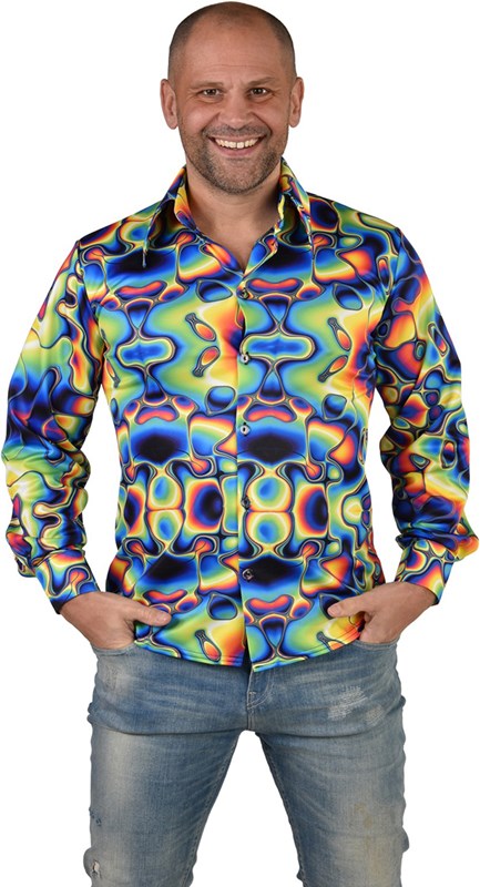Heren Disco Seventies Shirt Groovy Colours