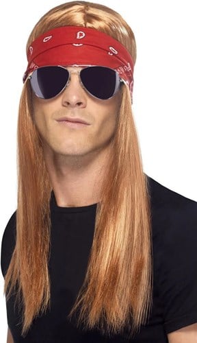 Rock Set - Pruik, Bandana en Bril