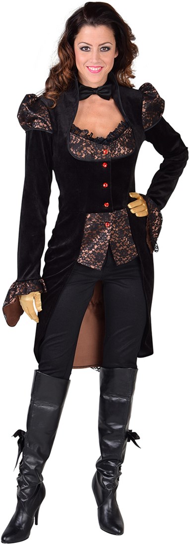Dames Steampunk Gothic zwart kant rok lange rok (1409, zwart, XL