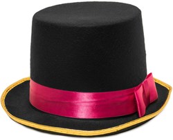 Hoge Hoed Zwart Luxe met Pink Band