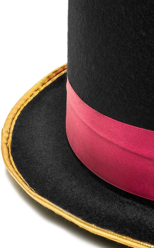 Hoge Hoed Zwart Luxe met Pink Band-3