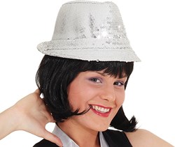 Hoed Popstar Pailletten Zilver