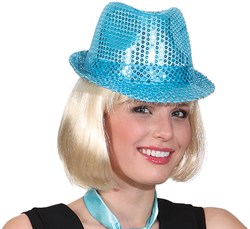 Hoed Popstar Pailletten Turquoise
