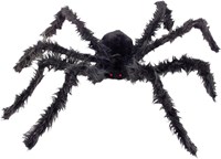 Grote Harige Spin Zwart met LED-ogen (102cm)