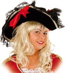Piratenhoed Piratenbruid Zwart Luxe