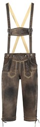 Heren Lederhose Lang Luxe Antiek Grijs (rundleer)