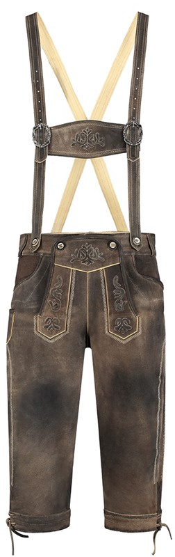 Heren Lederhose Lang Luxe Antiek Grijs (rundleer)