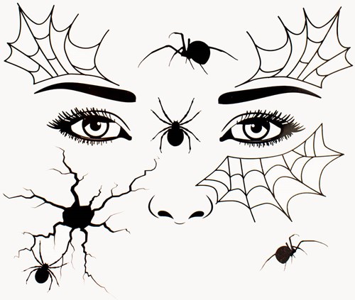 Halloween Gezichts Tattoo Spinnenwebben