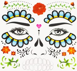 Halloween Gezichts Tattoo Sugar Skull