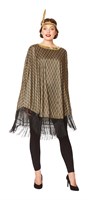 Charleston Poncho Goud-Zwart (Roaring Twenties)