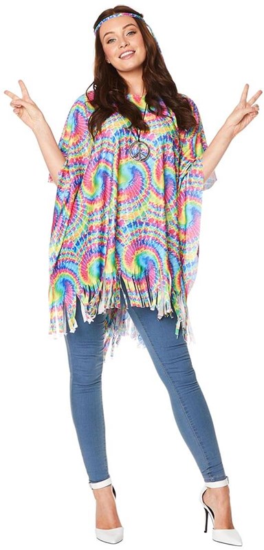 Hippie Poncho Seventies Tie-Dye (1)