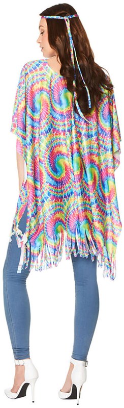 Hippie Poncho Seventies Tie-Dye (achterkant)