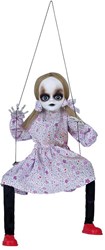Halloween Hangdeco Meisje op Schommel met Beweging (80cm)
