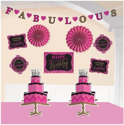 Feest Decoratieset Fabulous Zwart/Roze 10-delig