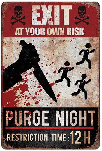 Halloween Bord Exit - Purge Night - 24x36cm