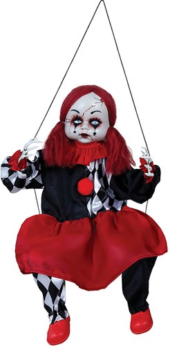 Halloween Hangdeco Clown Op Schommel - 80cm