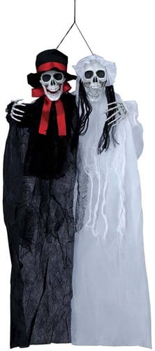 Halloween Hangdeco Bruid en Bruidegom Skelet - 90cm