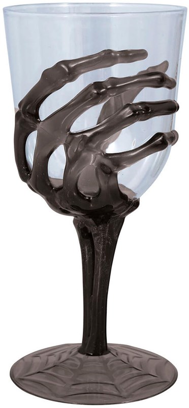Halloween Wijnglas Skelet Hand - 18,5cm