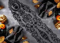 Halloween Tafelloper Skulls Kant - 180x35cm (voorbeeld)