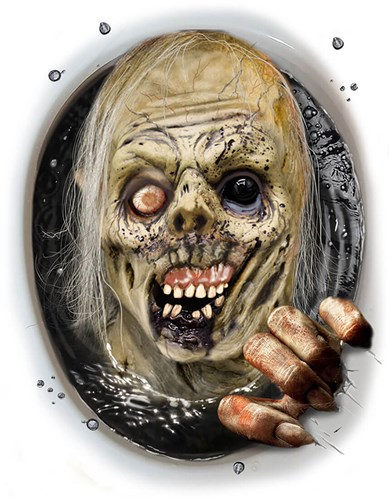 Halloween WC-Bril Decoratie Zombie - 30x40cm