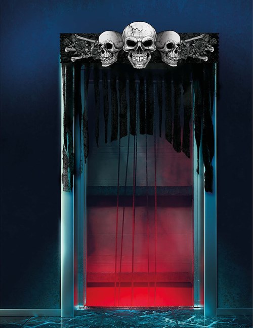 Halloween Deurgordijn Skulls - 90x30cm (voorbeeld)