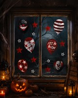 Halloween Raamstickers Ballon Horror Clown - 30x40cm