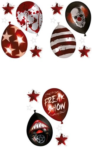 Halloween Raamstickers Ballon Horror Clown - 30x40cm